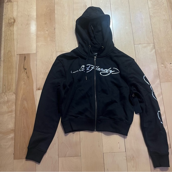 NWT black ed hardy zip up hoodie - Picture 2 of 4